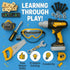 Set Kids Tool with Carrying Case, Electronic Toy Drill with Bits & Construction Vest Pretend Play Kit with Safety