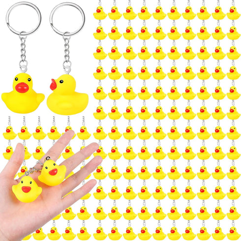 Deekin 60 Pcs Rubber Duck Keychain - 2.17 Inch Tiny Ducks for Party Favors & Birthday Supplies
