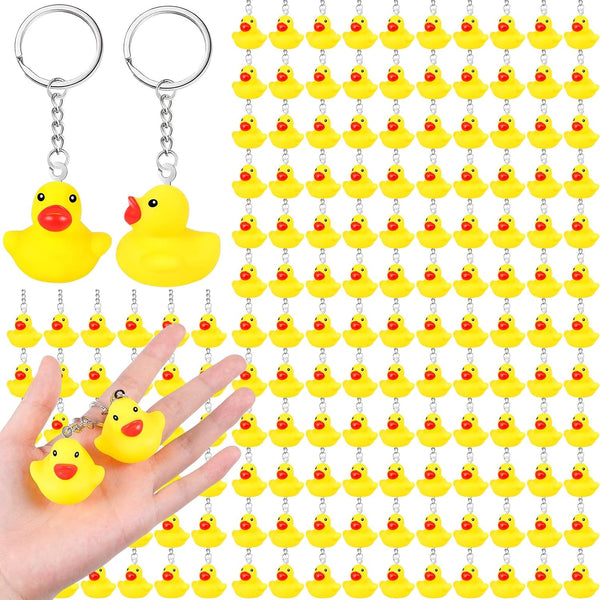 Deekin 60 Pcs Rubber Duck Keychain - 2.17 Inch Tiny Ducks for Party Favors & Birthday Supplies