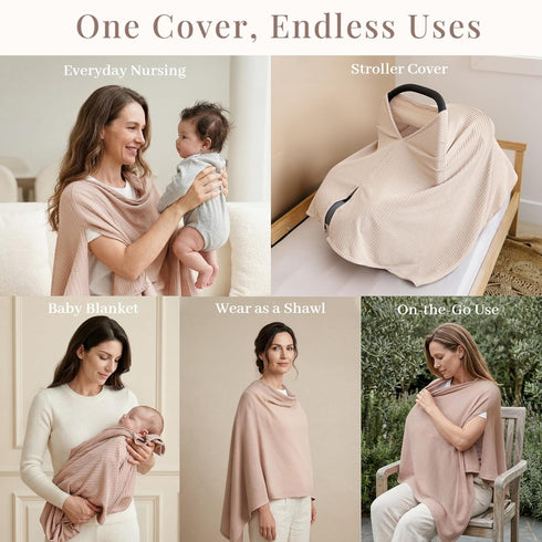 Konssy Nursing Cover for Breastfeeding, Soft & Breathable Privacy Poncho, Multi-Use Feeding Shawl, Comfortable