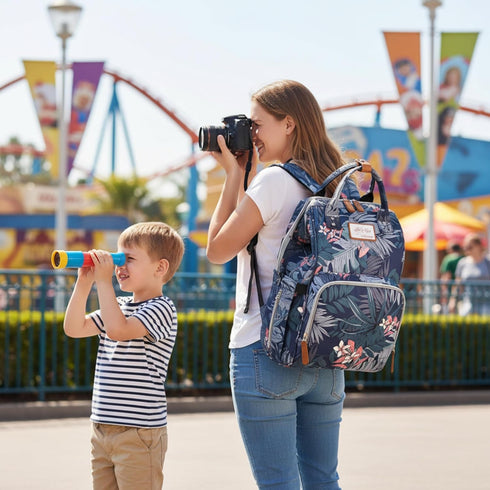 Backpack BackpackFor Floral Diaper Bag with USB Charging Port Stroller Straps and Insulated Pocket,Travel Nappy