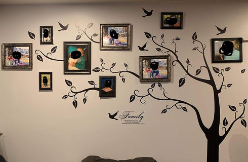 Large Family Tree Wall Decor, DIY Black Photo Frame Sticker Decal Art for Living Room Home Decor