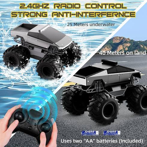 1:18 4WD 2.4GHz 360 6 7 8 9 10-13+ Remote Control Car, Amphibious RC Cars, All Terrain Off-Road Pickup, Waterproof