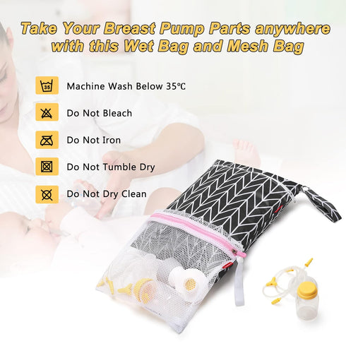 Damero Waterproof Breast Pump Parts Organizer Bag - Black Arrow Design