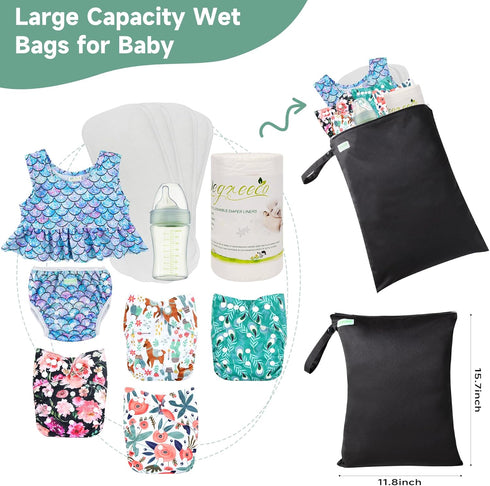(Black,3 Pack) wegreeco Wet Dry Bag for Baby Swimsuit, Small Wet Dry Bag for Clothes Diaper and Breast Pump Parts