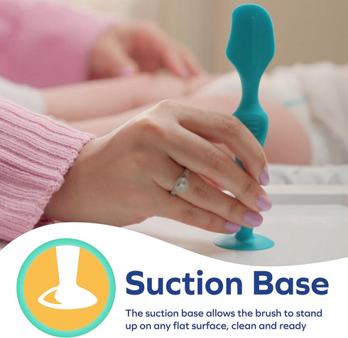 Dr. Talbot's Diaper Cream Soft Silicone Brush with Suction Base & Hygienic Case, Aqua, Full Size