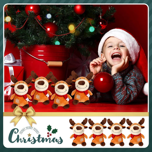 Liliful 16 Pack 8 Inch Stuffed Deer Toys, Xmas Plush Elk with Red Scarf, Animal Gifts for Boys Girls, Christmas