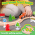 Set 61-Piece 3-8, Playset Wooden Train for Toddlers Kids Ages Double-Sided Expandable Train Track with Puzzles