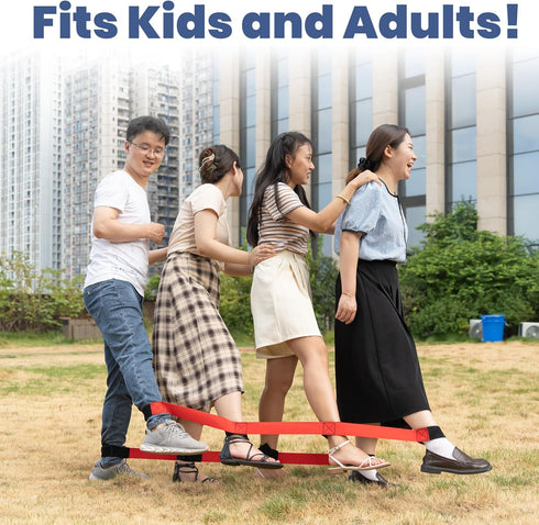 4 Legged Race Bands for Kids and Adults, Relay Race Team Building Games, Perfect for Carnival, Field Day, 2pk, Blue &