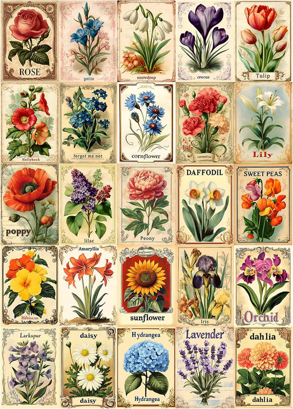 PICKFORU Retro Flower Collage Puzzles for Adults 1000 Pieces, Nature Plant Vintage Floral