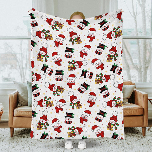 SqtmuHLuo 60x80inch Red Christmas Snowman Baby Blanket for Boys Girls Christmas Watercolor Cute Snowman Holiday Neutral