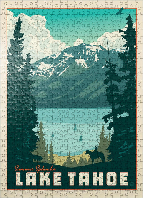 MyPuzzle Lake Tahoe: Tahoe Summer Vintage Poster - Premium 500 Piece Jigsaw Puzzle for Adults