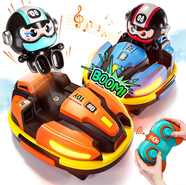 Uregoio RC Bumper Cars Set for 2 Players, 2.4 GHz Remote Control
