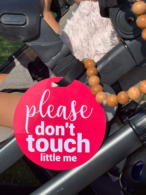 THREE LITTLE TOTS Pink Please Don't Touch Baby Car Seat Sign or Stroller Tag - CPSIA Safety Tested