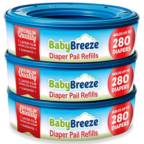 BabyBreeze Diaper Pail Refill Bags Compatible with Playtex Diaper Genie Pails Odor