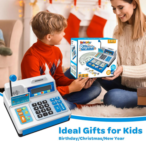 3, 4, 5, 6, 7, 8+ 103 Playset 4-8 Bstoyder Calculator Cash Register Toy Gift for Kids Age Year Old, Pcs Grocery Store