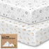2-Pack Waterproof Crib Sheets for Boys, Girls - 52x28 Fitted Organic Cotton