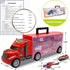 JODUDLR 3-4 Set 12-in-1 3-7,Red Toddler Toys for Year Old Boys,Large Transport Cars Carrier Truck Toys with Vehicles