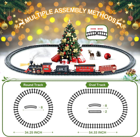Set, Set 3 4 5 6 7 8+ Shemira Christmas Train Train Toys for Boys Girls,Toy Train with Light Smoke and Sound, Steam