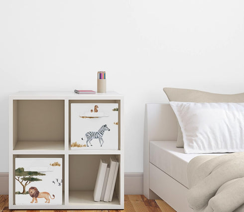 Set 2 Sweet Jojo Designs Jungle Animals Foldable Fabric Storage Cube Bins Boxes Organizer Toys Kids Baby of Dark Hunter
