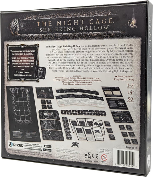 14+, 1 5 40 60 The Night Cage Expansion The Shrieking Hollow by Smirk & Dagger Tile Placement Cooperative Board Game