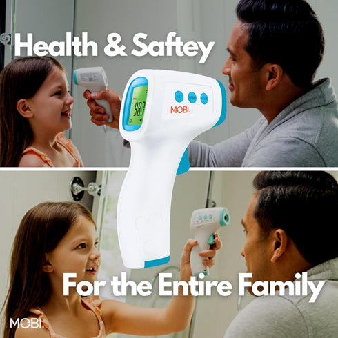 MOBI Non-Contact Forehead Digital Thermometer - Touchless with Object Temperature Mode, High Fever Indicator