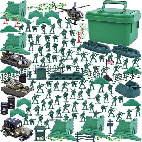 LovesTown 115PCS Army Men Playset, Military Soldier Set with Helicopter for Gifts