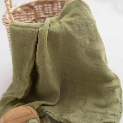 2-Pack 47x43, Muslin Swaddle Blankets for Newborns, Green & Forest Soft Viscose derived from Bamboo & Cotton Baby