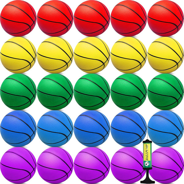 30Pcs 7" Mini Basketball Balls Bulk Set, PVC Small Basketball for Indoor Outdoor Play, Colorful Party Favors