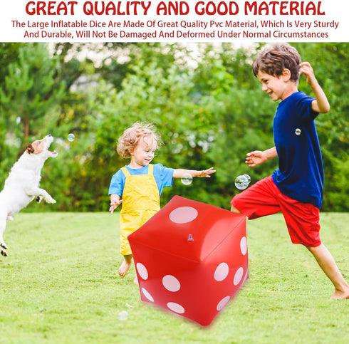 3 Pack Inflatable Dice - Jumbo Giant Inflatable Dice Toy for Indoor Outdoor Board Game Ludo Pool Party Favor (Red, 12