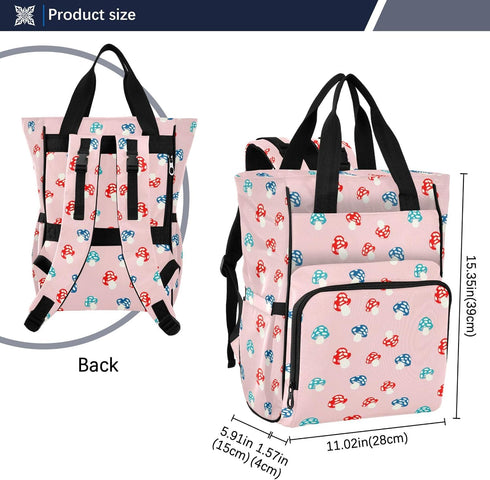 Burbuja Backpack Cute Mushrooms Diaper Bag for Women Men, Large Travel Diaper Bag Tote with Stroller Straps & Insulated