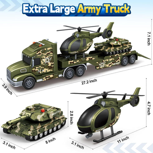 3 4 5 6 3 1 SpringFlower Army Truck Boy Toys, Vehicle Car Toy Brithday Gifts, in Extra Large Transport Truck