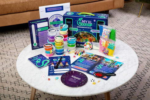 my lil startup Kids Slime Business Kit, Entrepreneur Starter Set with Instruction Book, Sales Tracker,