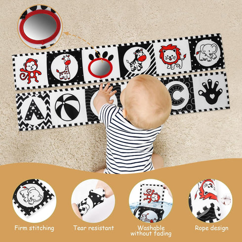 Vicloon High Contrast Black and White Baby Toys, Soft Baby Book for Newborns 0-12 Months, Infant Tummy Time Sensory Toys
