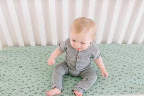 Soft Knit Crib Sheet/Toddler Sheet in Poe by Copper Pearl