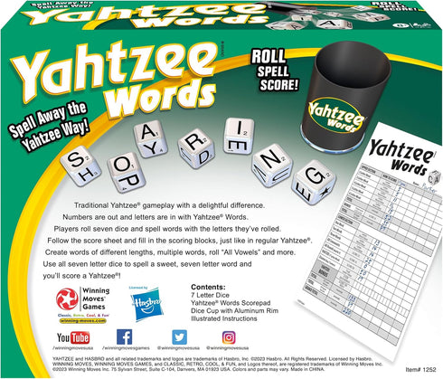 Winning Moves Games Yahtzee Words USA - Family Word Game Version of Yahtzee for 2 or More Players, Ages 8+