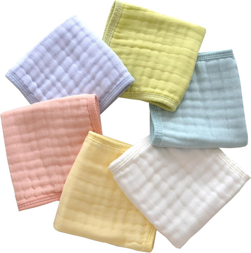 Skin,12x12 inches, 6 Pack MUKIN Baby Washcloths, Soft Absorbent Cotton Burp Cloths, Burping Cloth for Newborn Sensitive