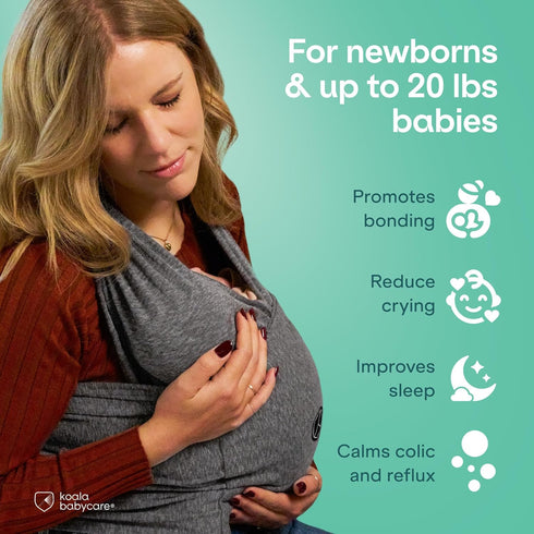 22lbs Koala Babycare Baby Carrier Wrap, Easy to Wear As a T-Shirt - Original Baby Carrier Newborn to Toddler - Sling