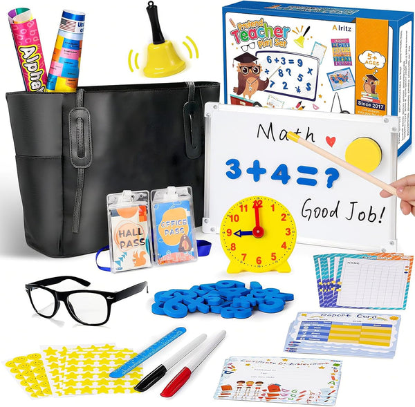 Alritz Pretend Play Teacher Set - Classroom Learning Education Includes Reusable White