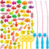 LHSYFBZ 62Pcs Magnetic Fishing Game for Kids, Bathtub Kiddie Party Toy, Plastic Floating