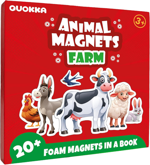 QUOKKA Travel Magnetic Puzzles for Toddlers 1-3 20+Pcs Farm Toy Game with