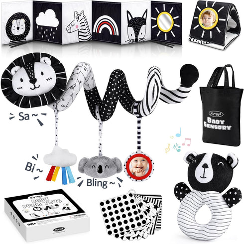 Joyreal High Contrast Baby Toys for Newborn, Black and White Baby Sensory