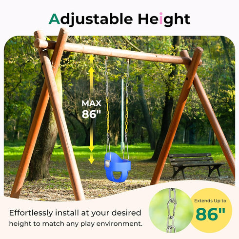 Swingset DECORLIFE Toddler Swing Seat, Outdoor Baby Swing with Coated Chains, Heavy Duty High Back Full Bucket Swing