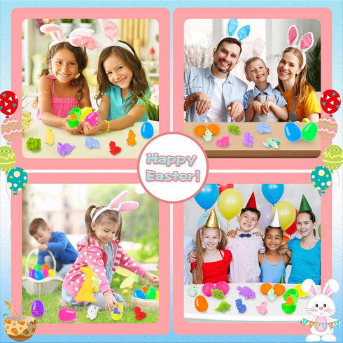 PaLeyFer 24 Pack Prefilled Easter Eggs with Squishy Dinosaur Toys inside for Kids, Easter Basket Stuffers Fillers Mochi