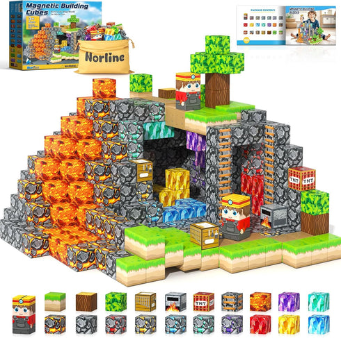 Norline 100PCS Magnetic Blocks Building Toys, STEM Learning Sensory Toys for Kids Age