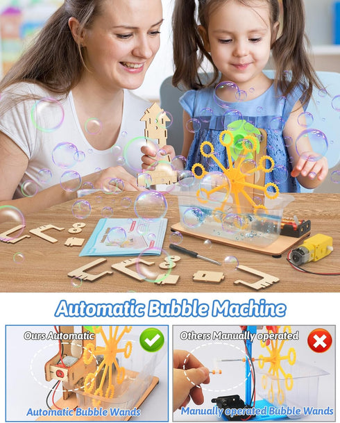 Poraxy STEM Kits for Kids Age 8-12, 6 in 1 Science Kits, Wooden 3D Puzzles, Building Projects Crafts Model Kits