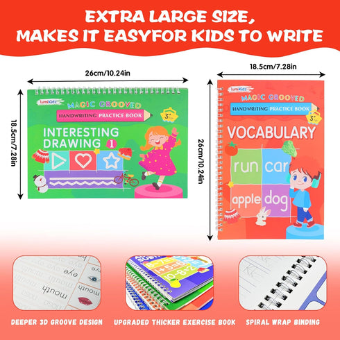 35 35 57 Magic Grooved Writing Practice for Kids Ages - Reusable Grooved Writing Books for Kids - Handwriting Practice