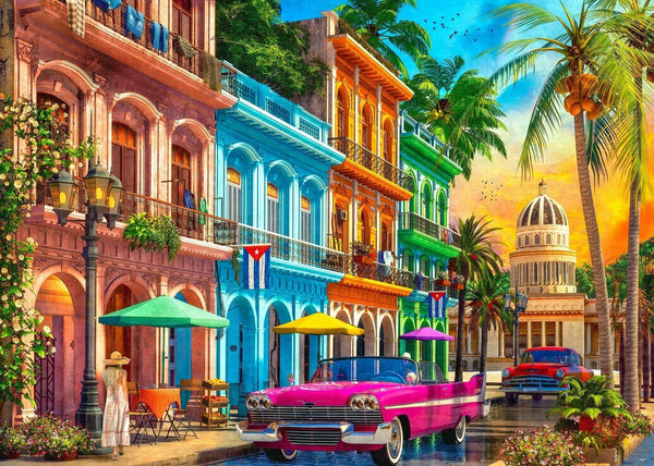 Havana Sunset Jigsaw Puzzle - 1000 Pieces for Adults by Springbok - Colorful Travel Art - 30" x 24"