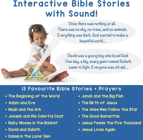 13 28-Button 1-3 LEARNING BUGS Christian Bible Stories Stories and Prayers for Little Ones, Musical Books for Toddlers