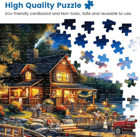 500 Country Friends,20.5 15 Piece Puzzles for Adults | Night Scenery Jigsaw Puzzle for Adults Seniors | Recycled